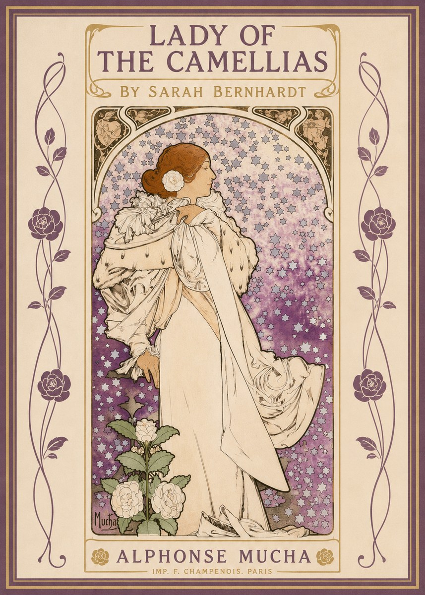 Mucha Lady of the Camellias No2 - Poster