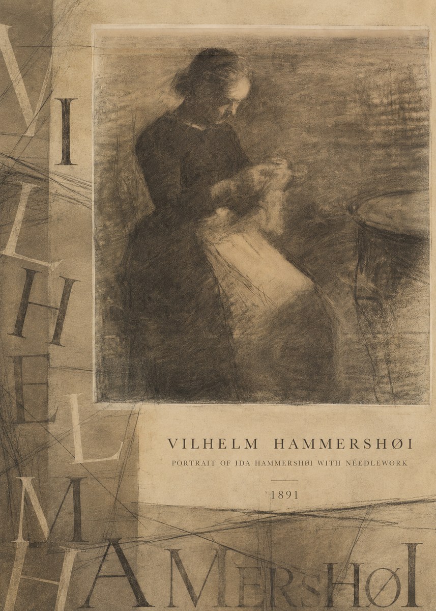 Vilhelm Hammershøi Portrait of Ida Hammershøi with Needlework No6 - Poster
