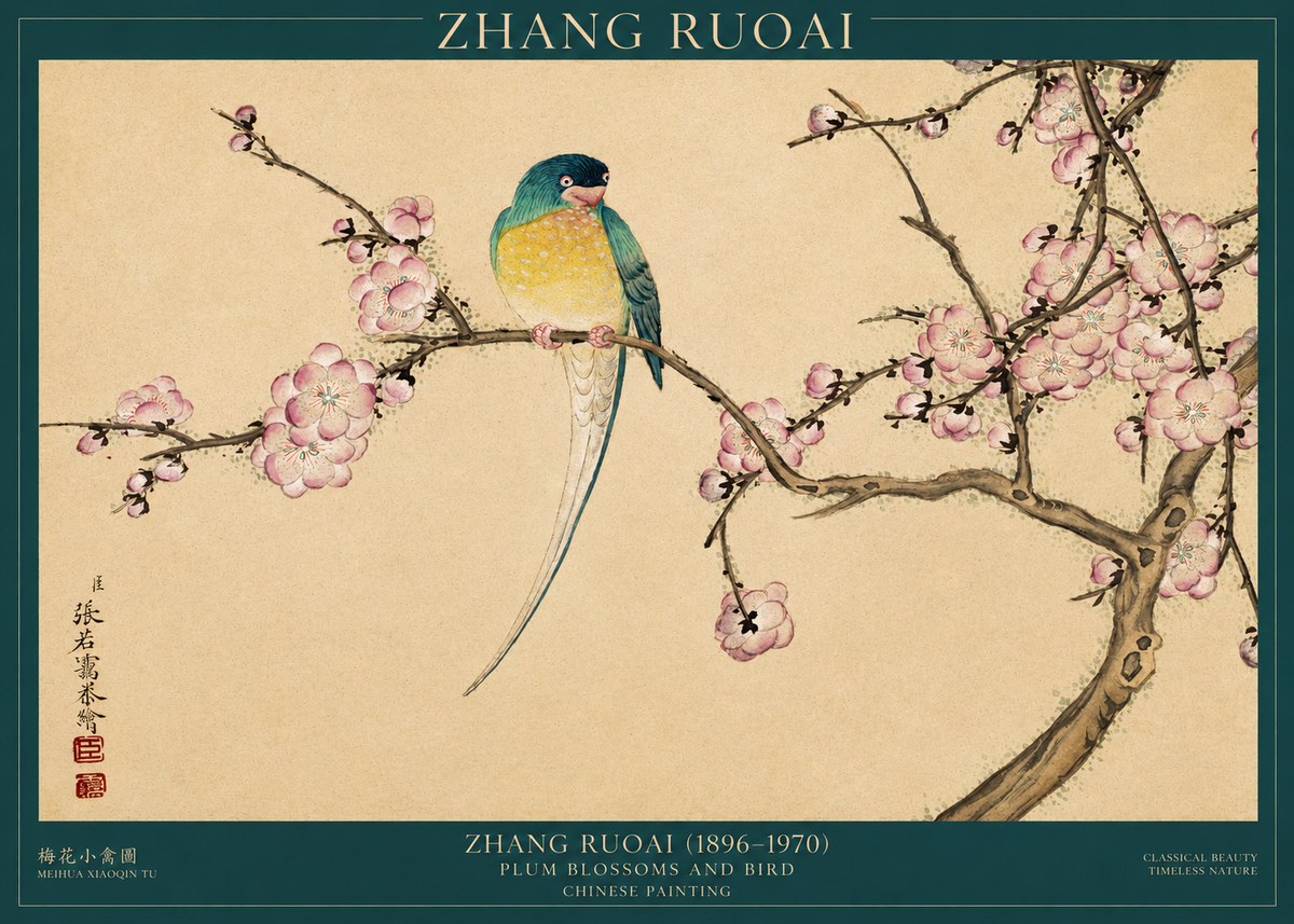 Zhang Ruoai Plum Blossoms and Bird No1 - Poster