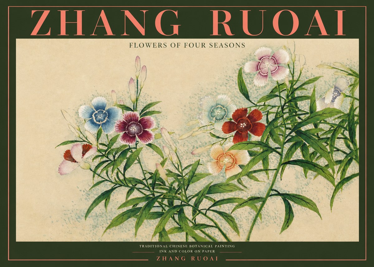 Zhang Ruoai Dianthus in Bloom No5 - Poster