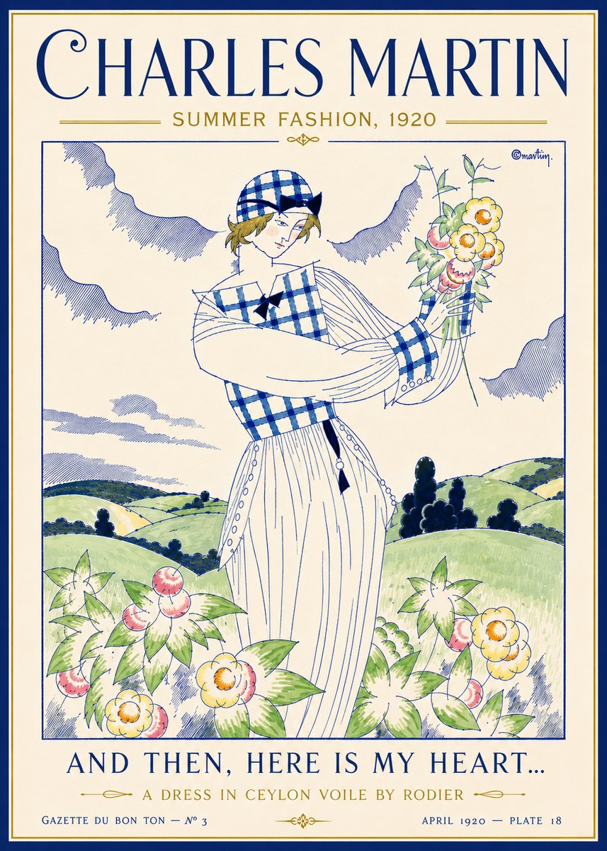 Charles Martin And Then, Here Is My Heart... Summer Dress in Ceylon Voile by Rodier No6 - Poster