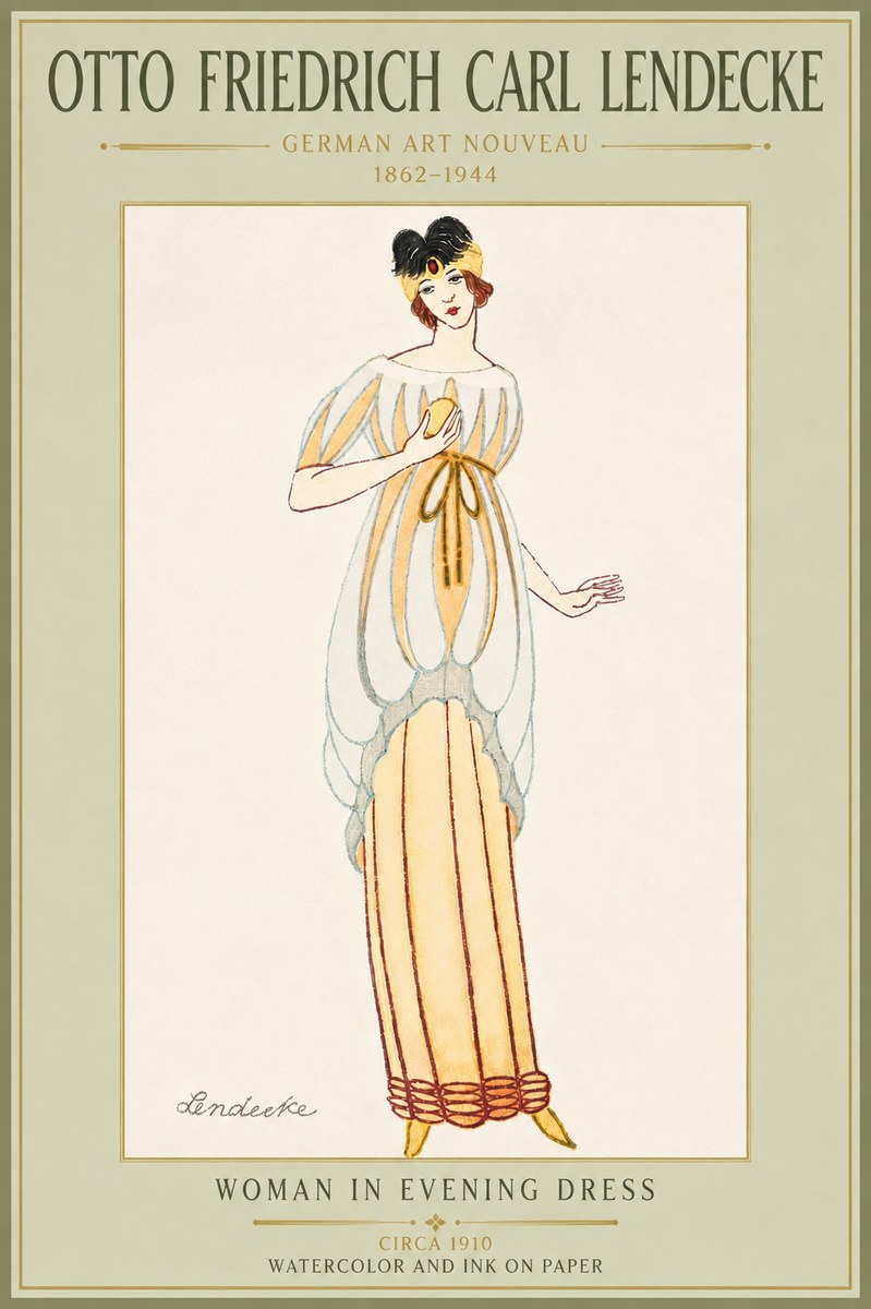 Otto Friedrich Carl Lendecke Woman in Evening Dress No5 - Poster
