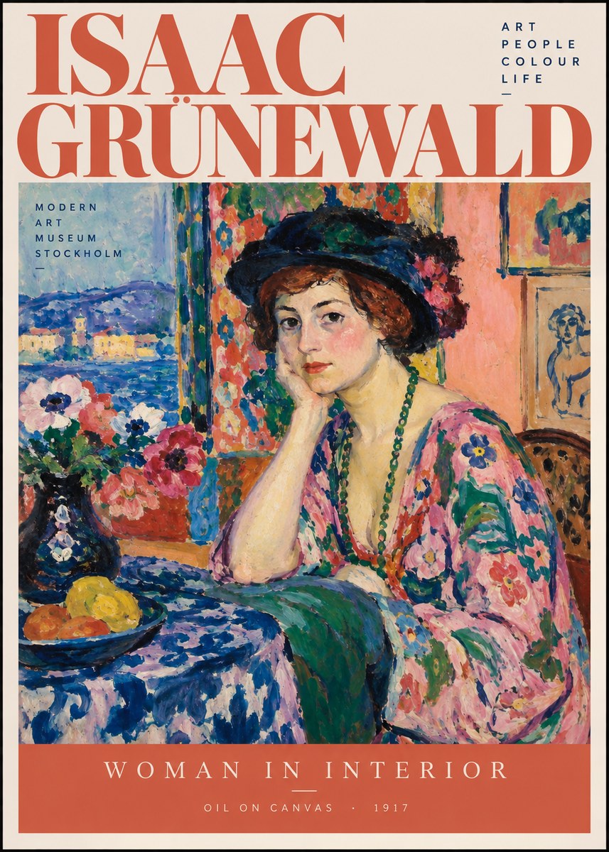 Isaac Grünewald Woman in Interior No2 - Poster