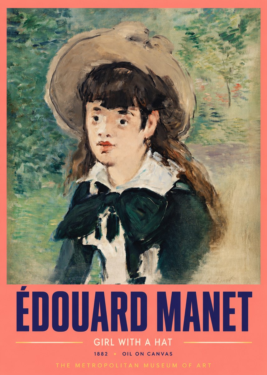 Édouard Manet Girl with a Hat No2 - Poster