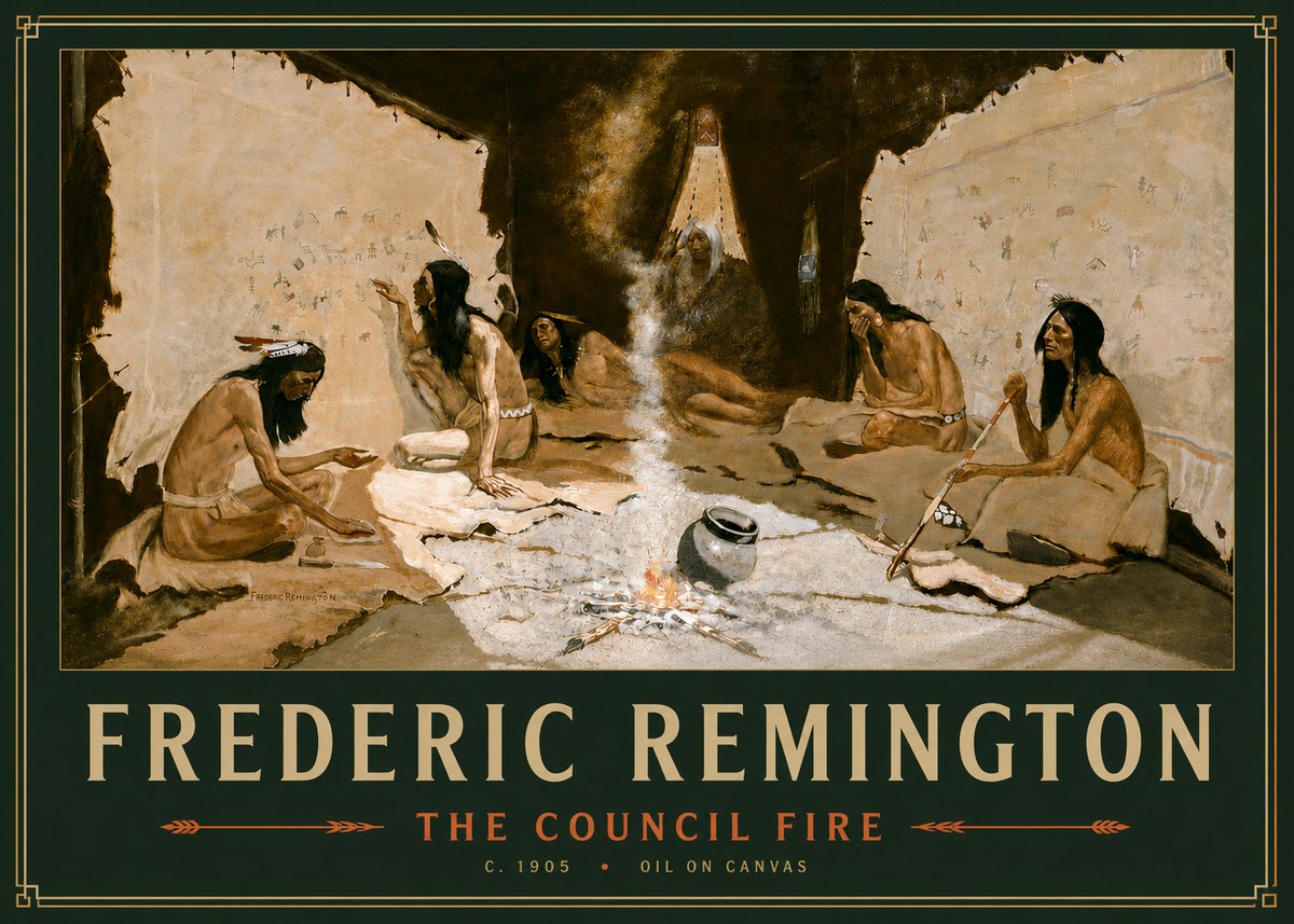 Frederic Remington The Council Fire I No4 - Poster