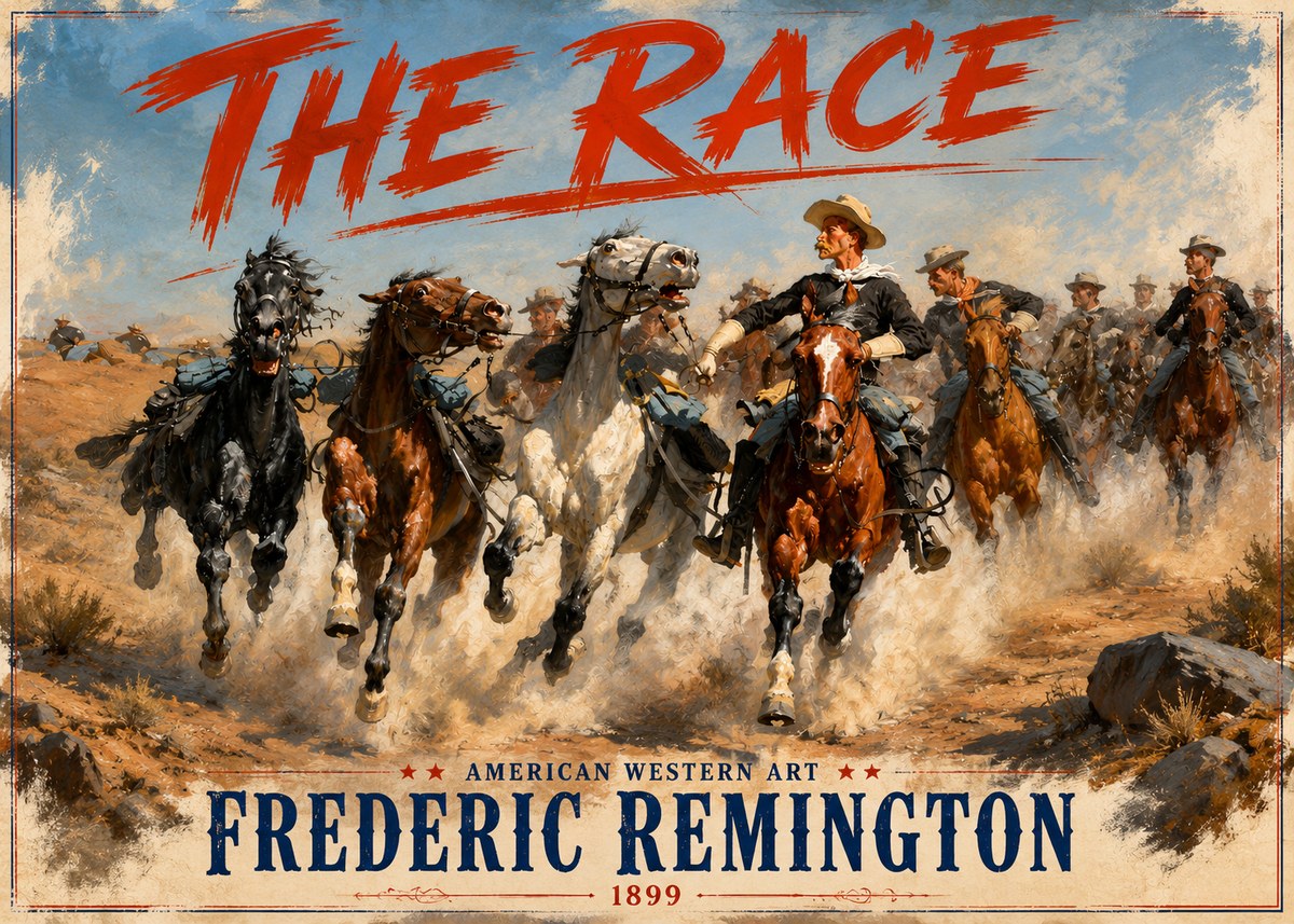 Frederic Remington The Race I No3 - Poster