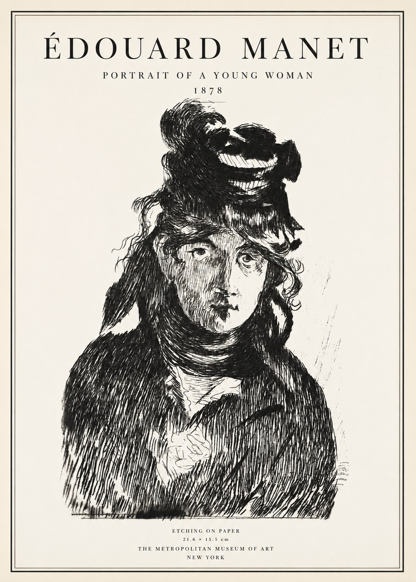 Édouard Manet Portrait of a Young Woman I No1 - Poster