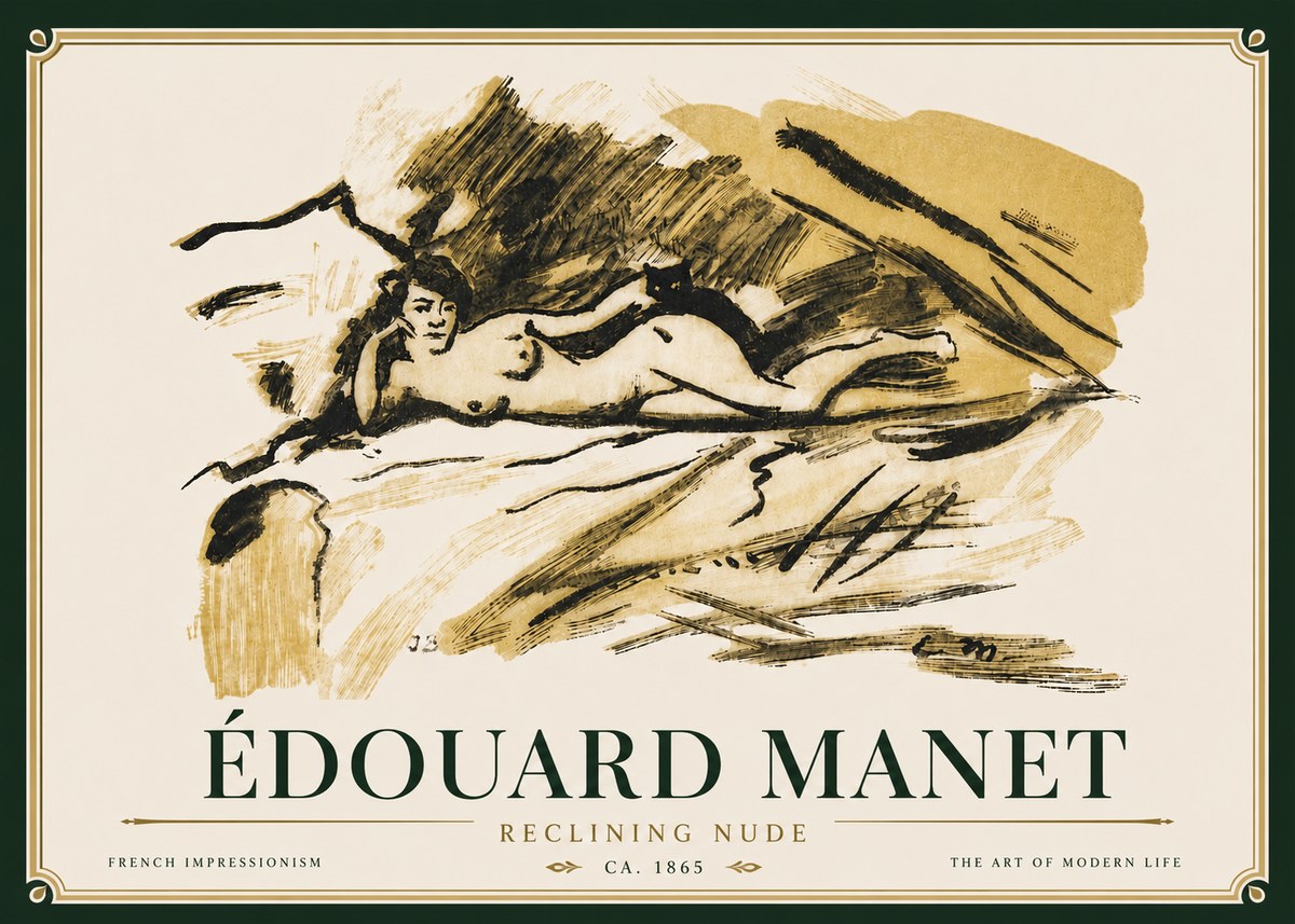 Édouard Manet Reclining Nude No5 - Poster