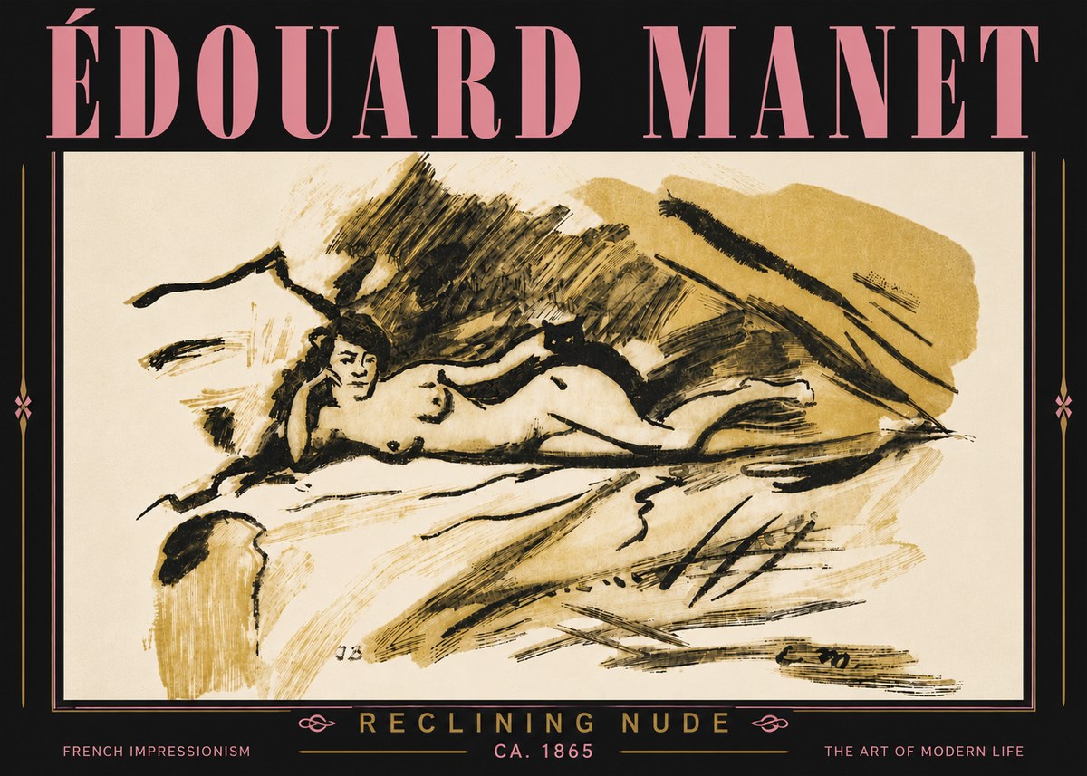 Édouard Manet Reclining Nude No6 - Poster