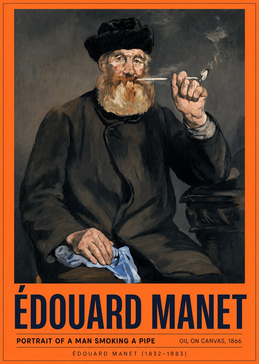 Édouard Manet Portrait of a Man Smoking a Pipe No2 - Poster