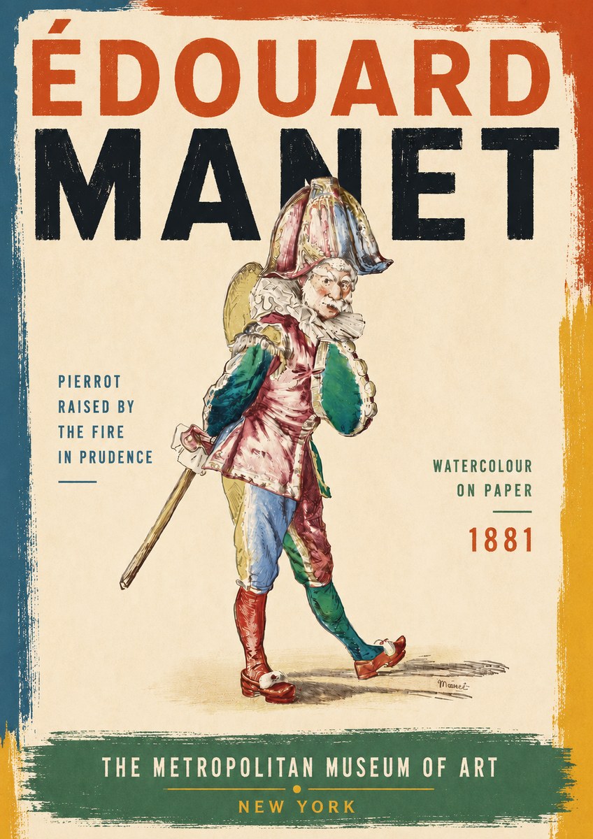 Édouard Manet Pierrot Raised by the Fire in Prudence No6 - Poster