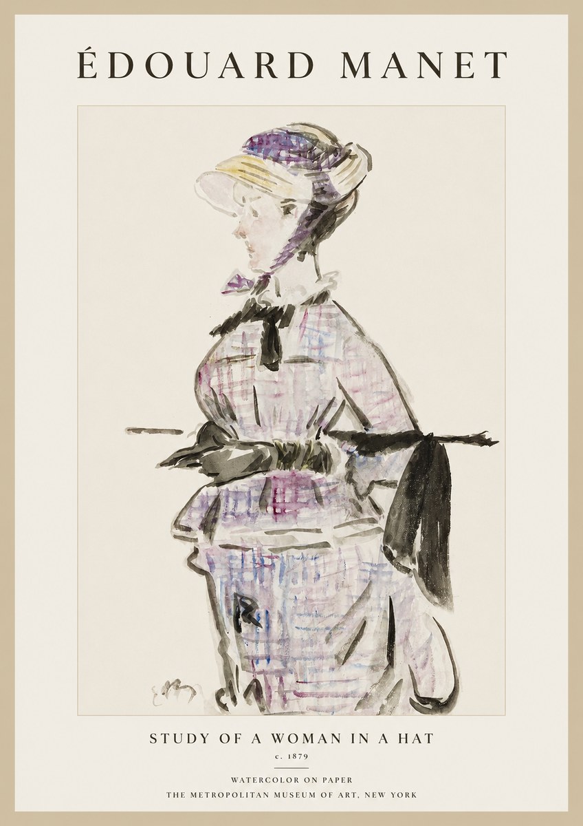 Édouard Manet Study of a Woman in a Hat No1 - Poster