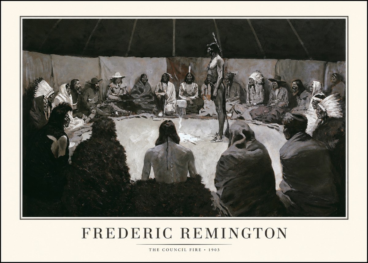 Frederic Remington The Council Fire II No1 - Poster