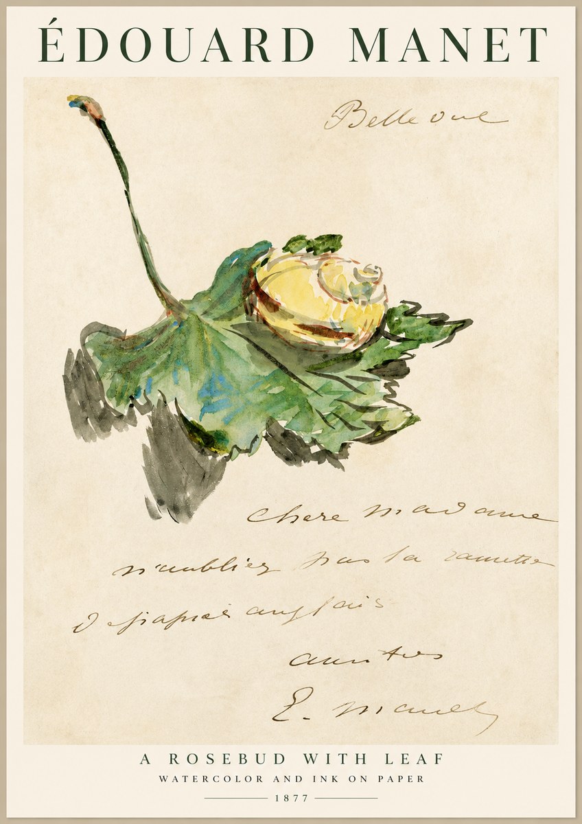 Édouard Manet A Rosebud with Leaf No1 - Poster