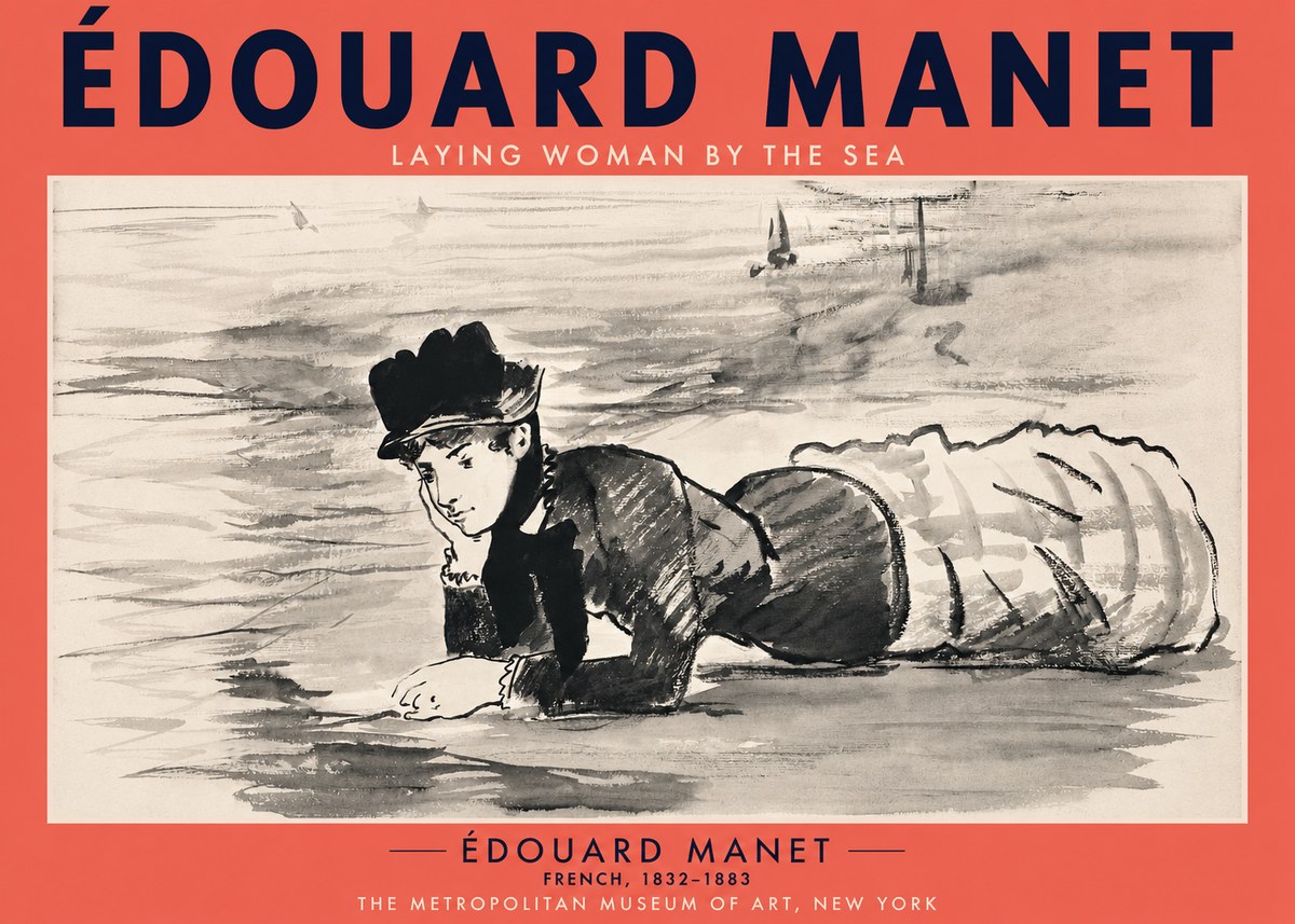 Édouard Manet Laying Woman by the Sea No2 - Poster