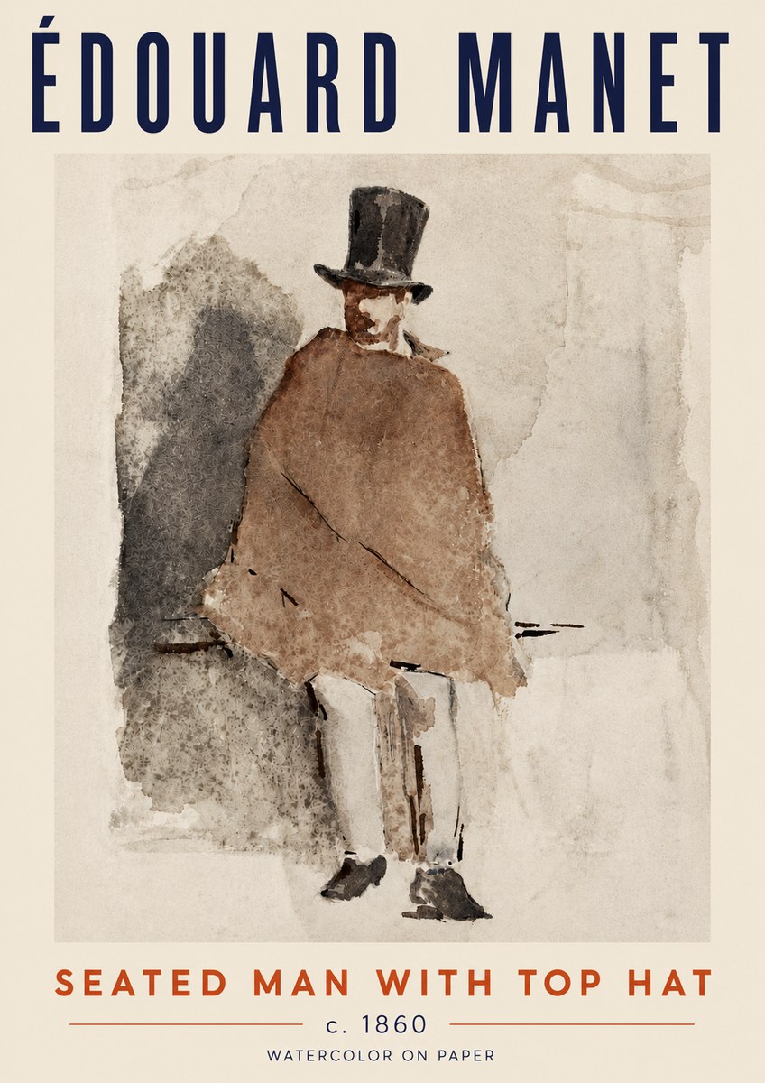 Édouard Manet Seated Man with Top Hat No5 - Poster
