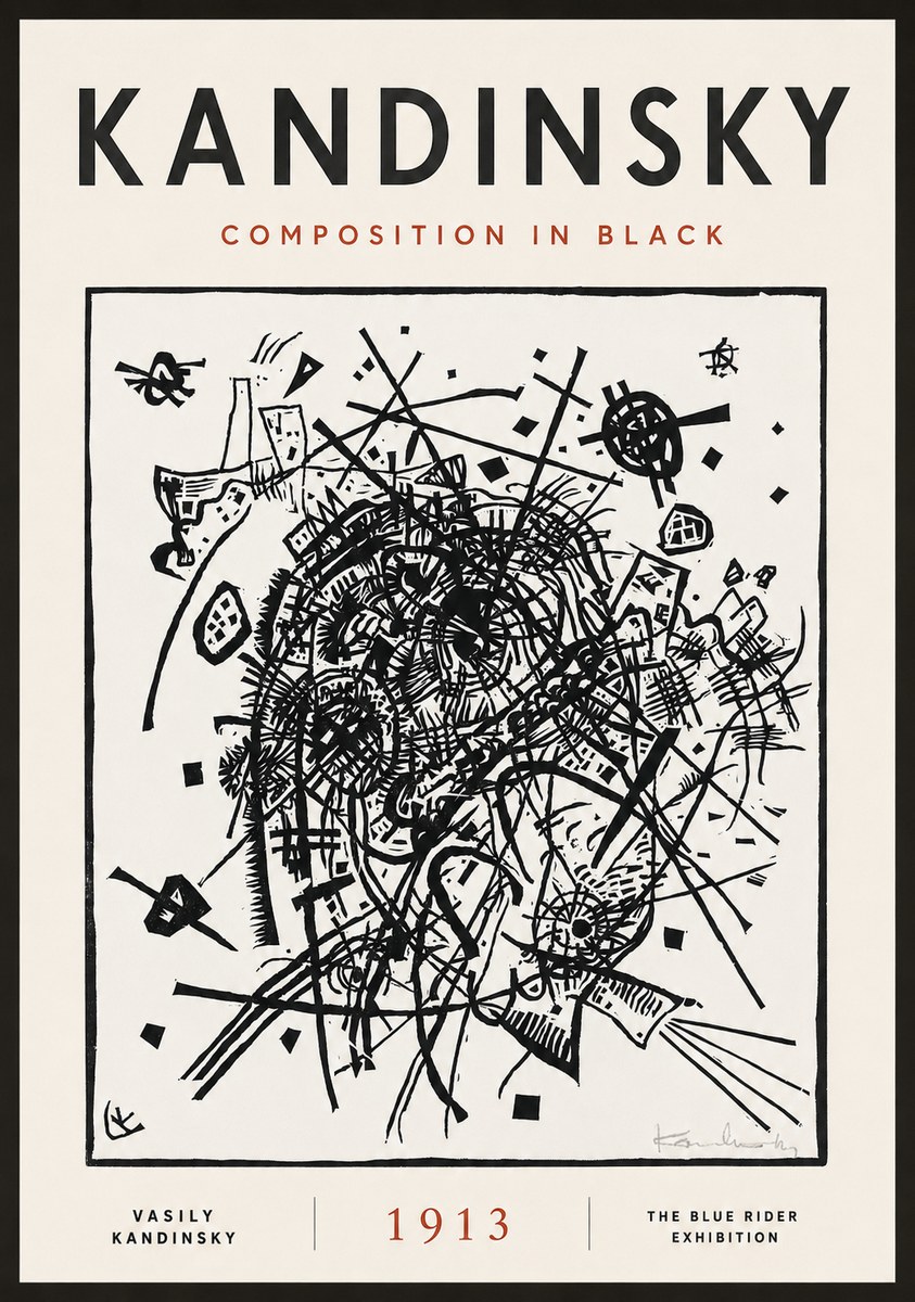 Kandinsky Composition in Black No4 - Poster