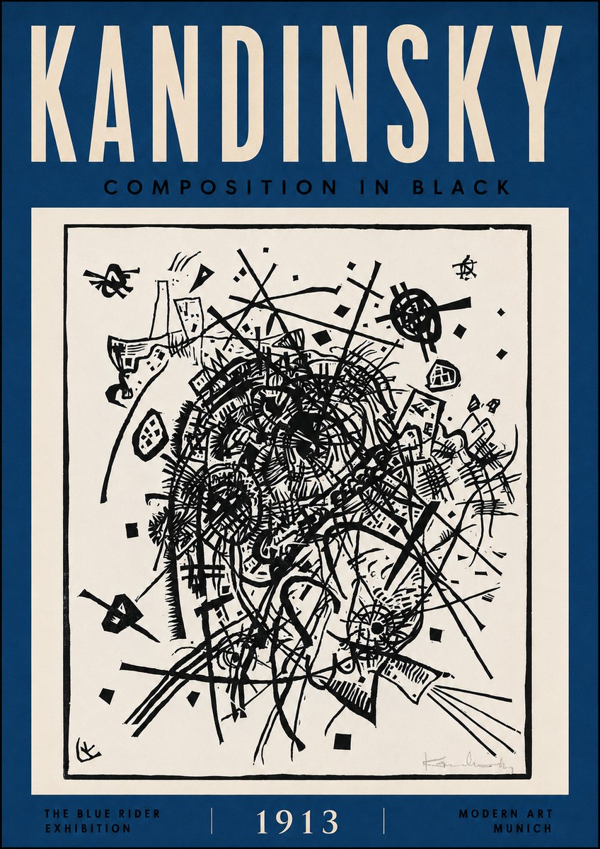 Kandinsky Composition in Black No5 - Poster