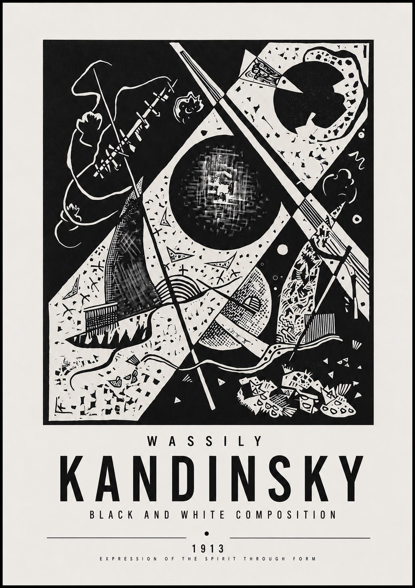 Kandinsky Black and White Composition No5 - Poster