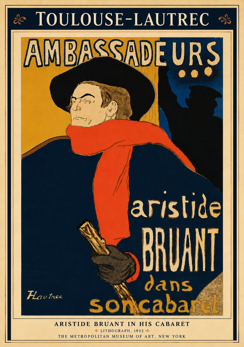 Toulouse-Lautrec Aristide Bruant in His Cabaret I No6 - Poster