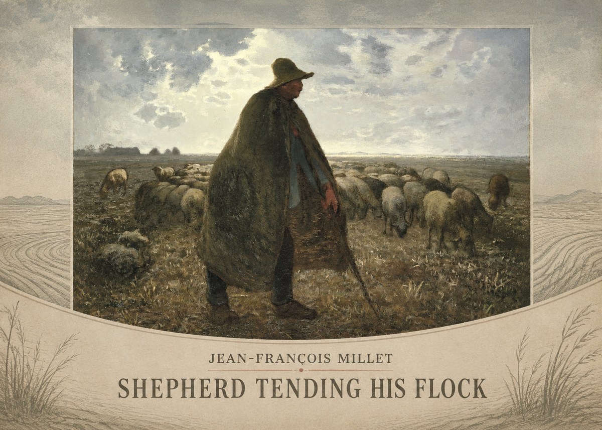 Jean-François Millet Shepherd Tending His Flock No3 - Poster