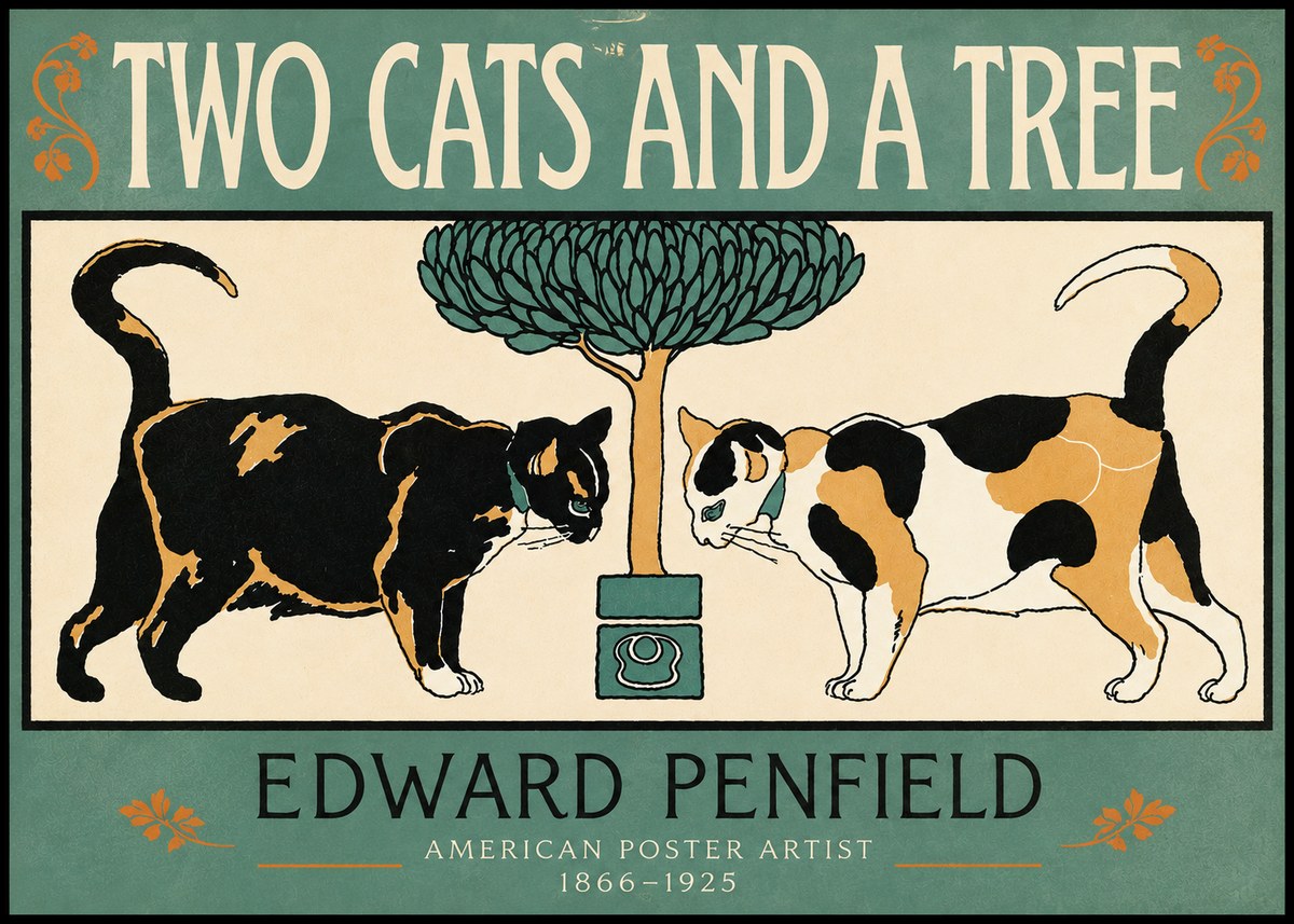 Edward Penfield Two Cats and a Tree No3 - Poster