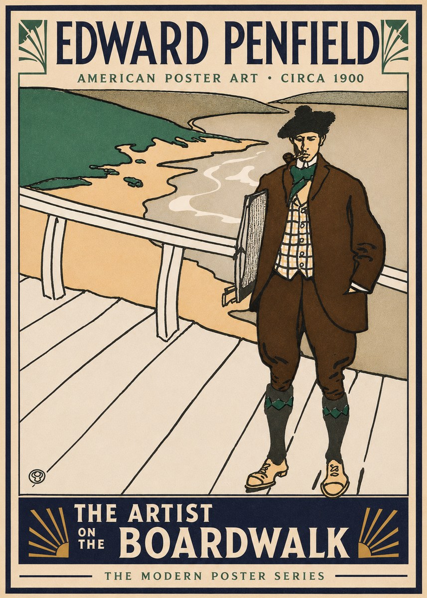 Edward Penfield The Artist on the Boardwalk No3 - Poster