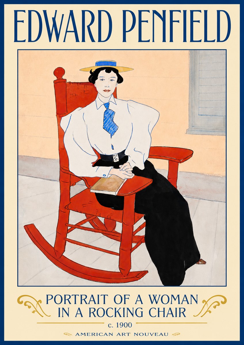 Edward Penfield Portrait of a Woman in a Rocking Chair No3 - Poster