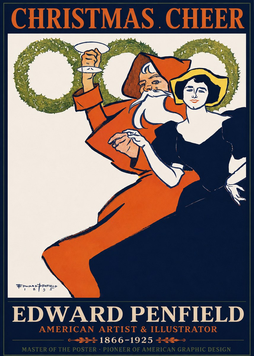 Edward Penfield Christmas. Cheer No1 - Poster