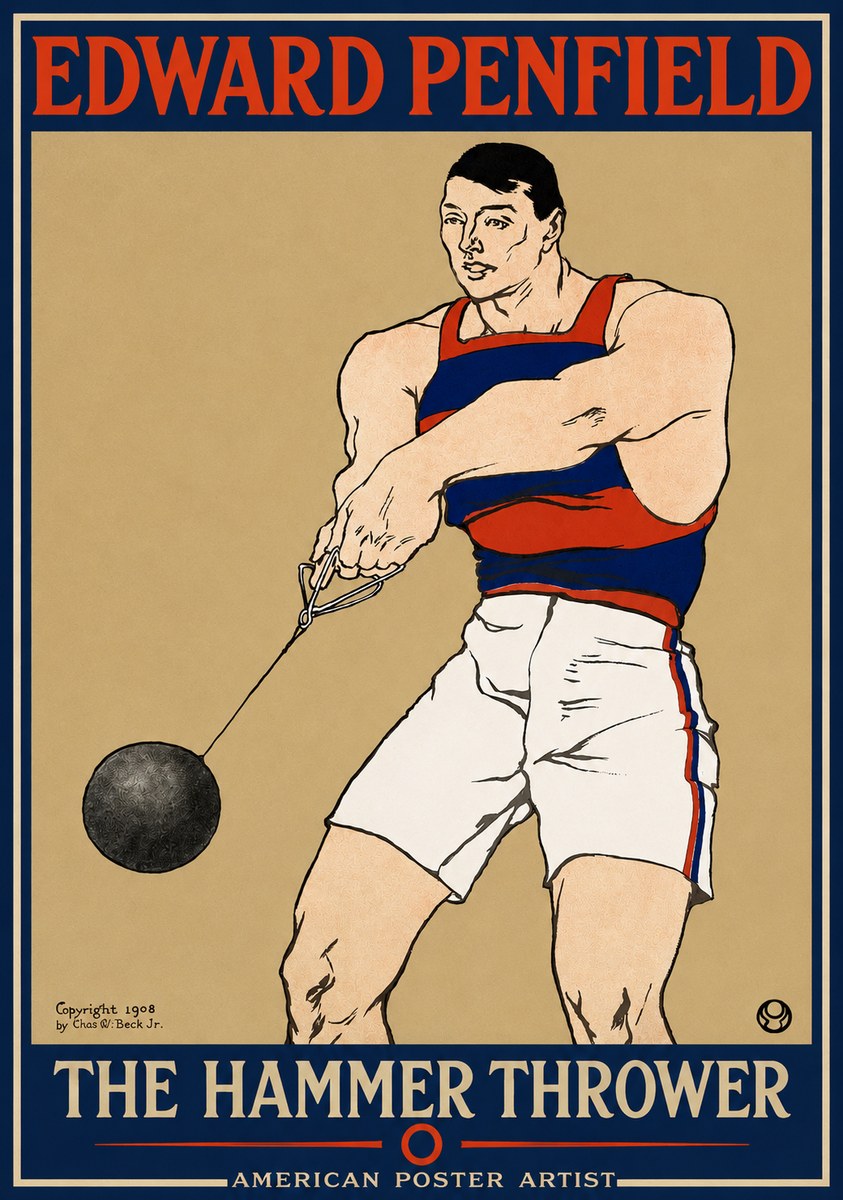 Edward Penfield Athlete with Weight No5 - Poster