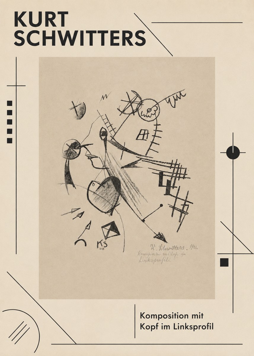 Kurt Schwitters Komposition Mit Kopf Im Linksprofil No1 - Poster