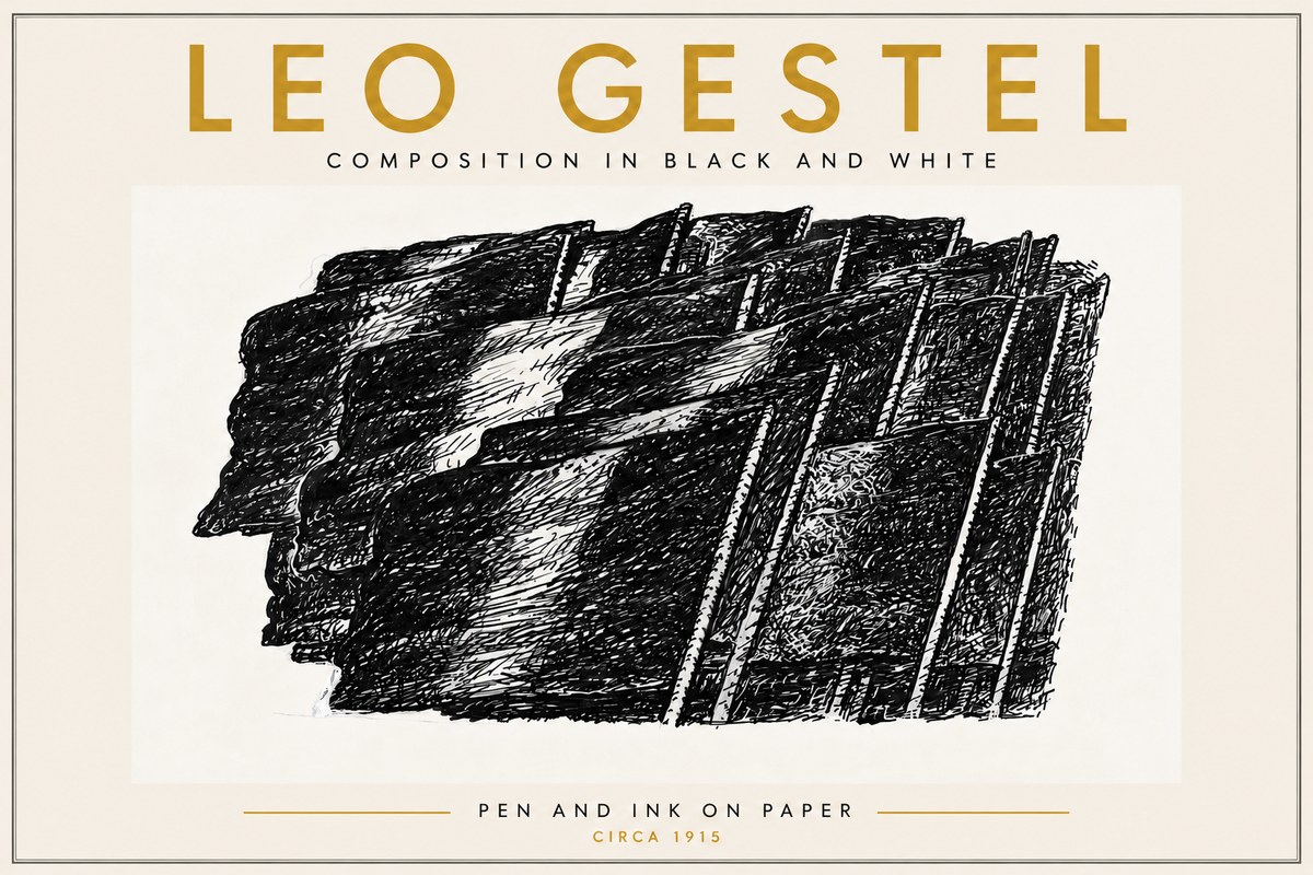 Leo Gestel Composition in Black and White No6 - Poster