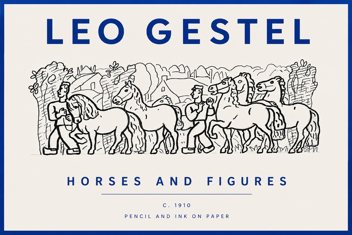 Leo Gestel Horses and Figures No5 - Poster