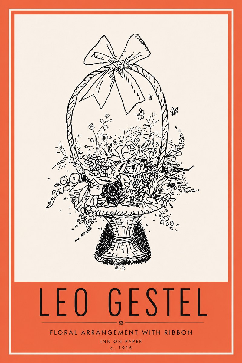 Leo Gestel Floral Arrangement with Ribbon No6 - Poster