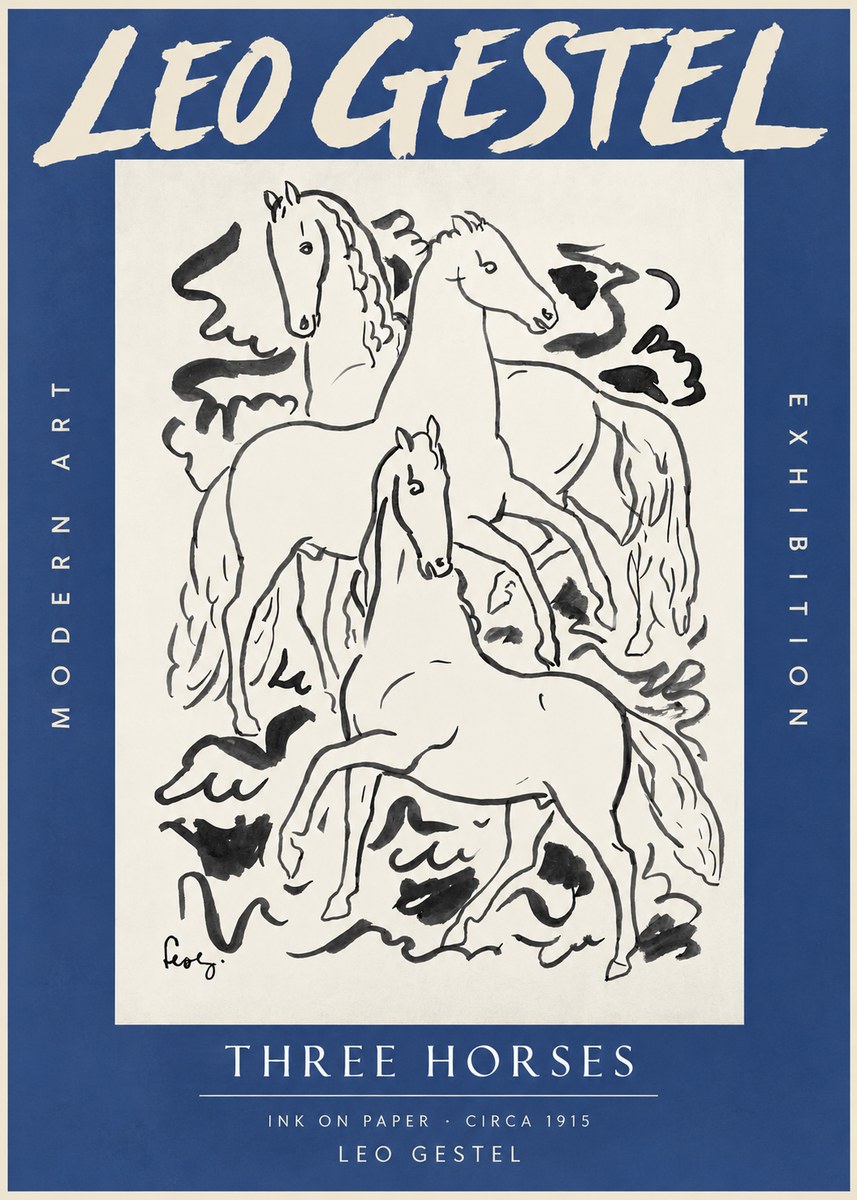 Leo Gestel Three Horses No3 - Poster