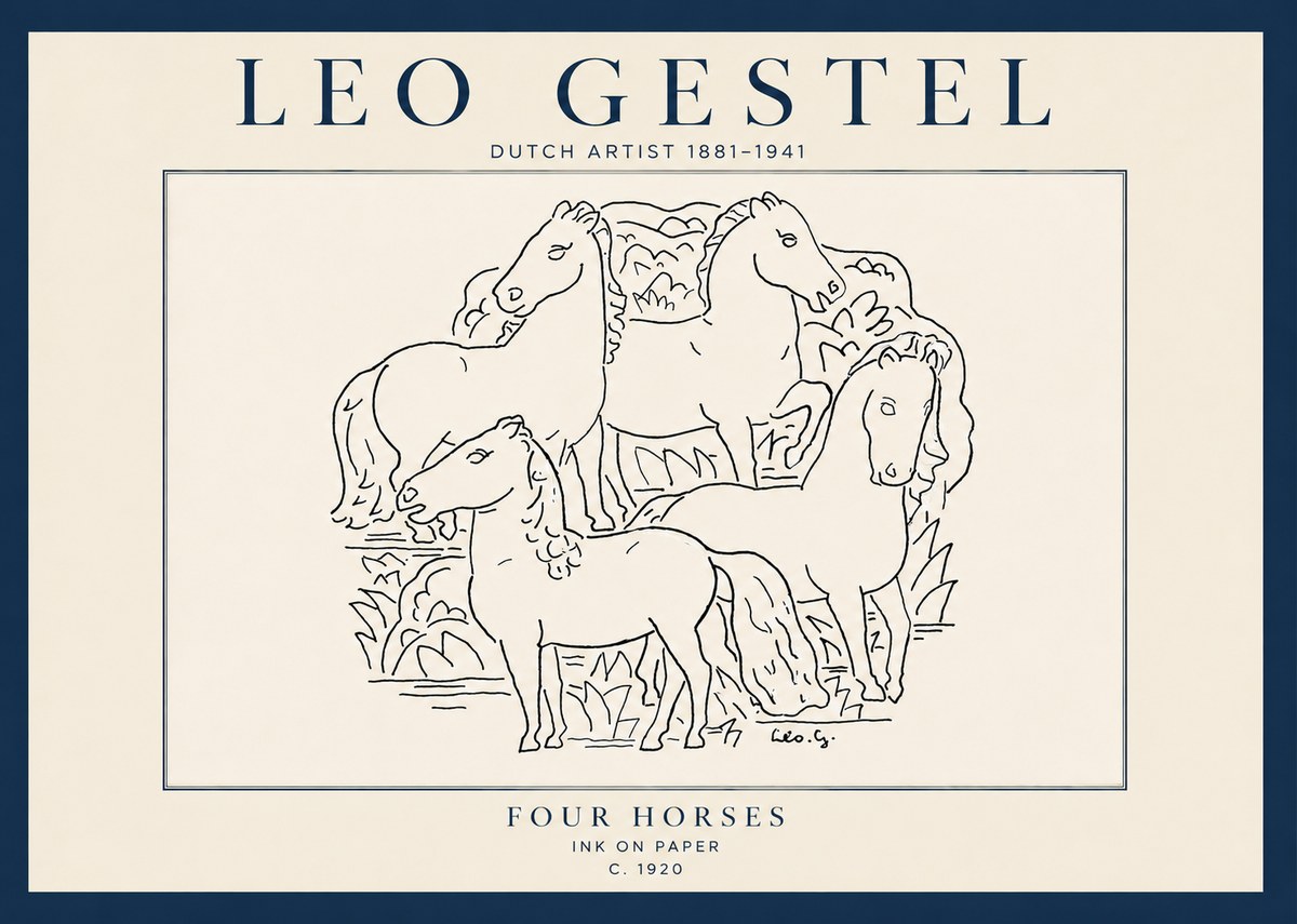 Leo Gestel Four Horses No5 - Poster