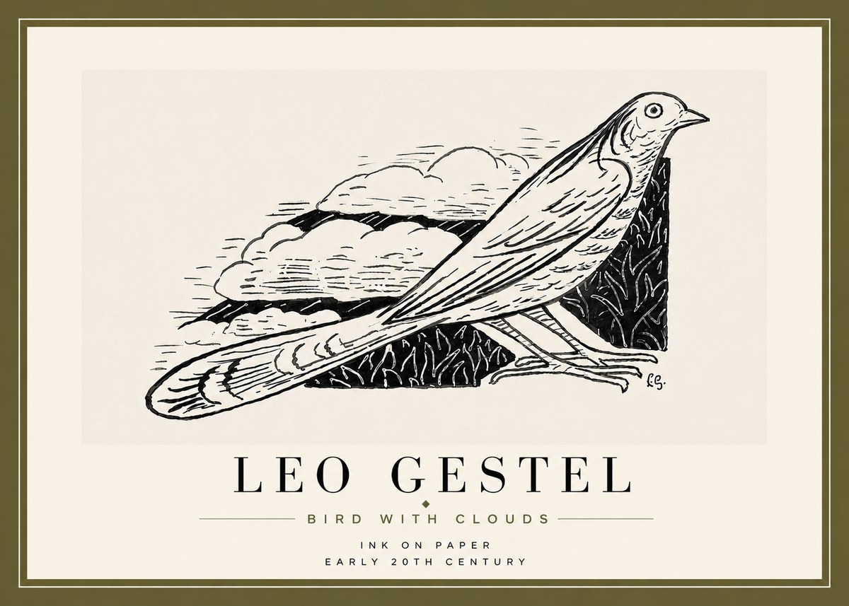 Leo Gestel Bird with Clouds No6 - Poster