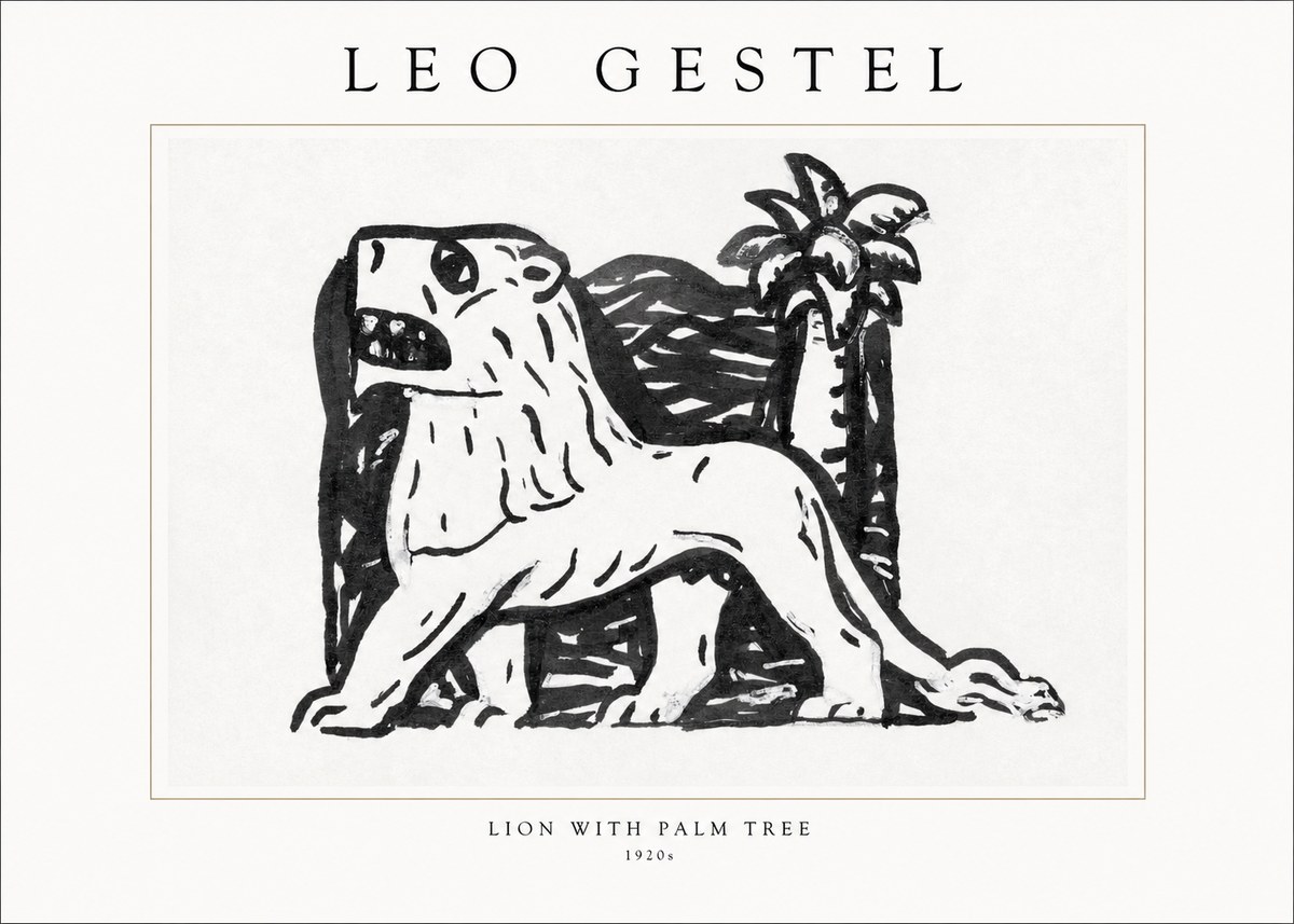 Leo Gestel Lion with Palm Tree No1 - Poster