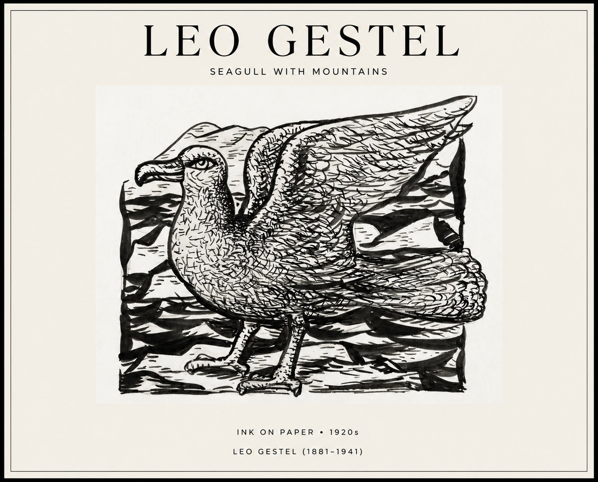 Leo Gestel Seagull with Mountains No1 - Poster