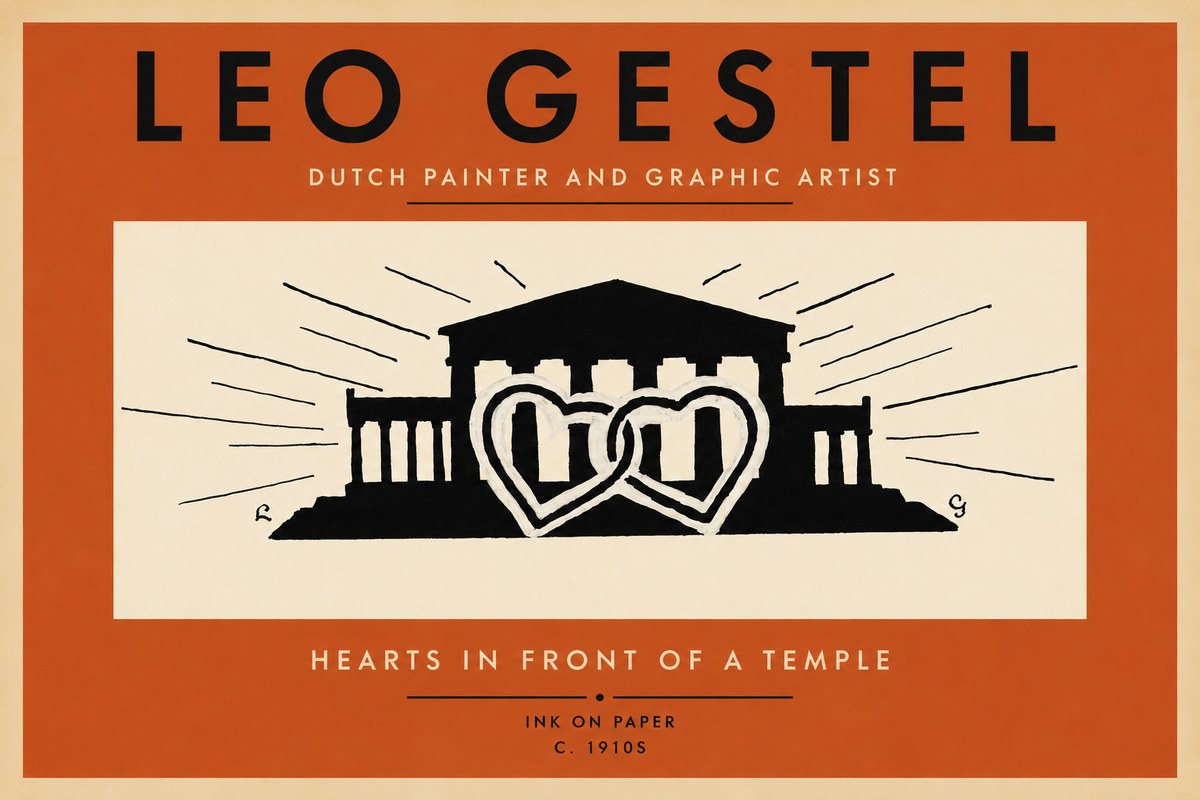 Leo Gestel Hearts in Front of a Temple No2 - Poster