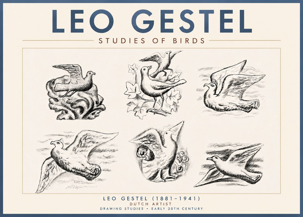 Leo Gestel Studies of Birds No4 - Poster