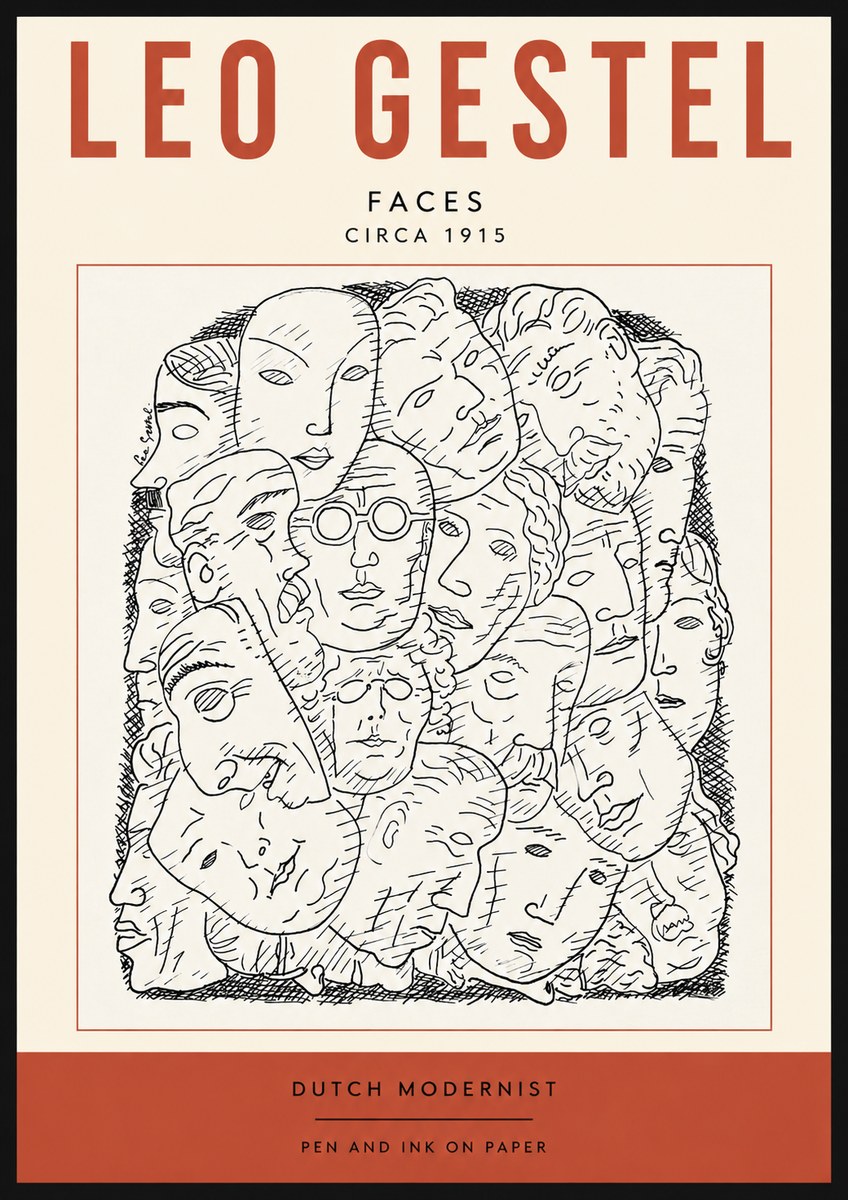 Leo Gestel Heads Ink Drawing No5 - Poster