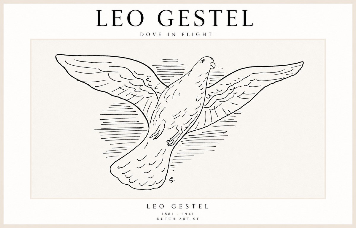 Leo Gestel Dove in Flight No1 - Poster