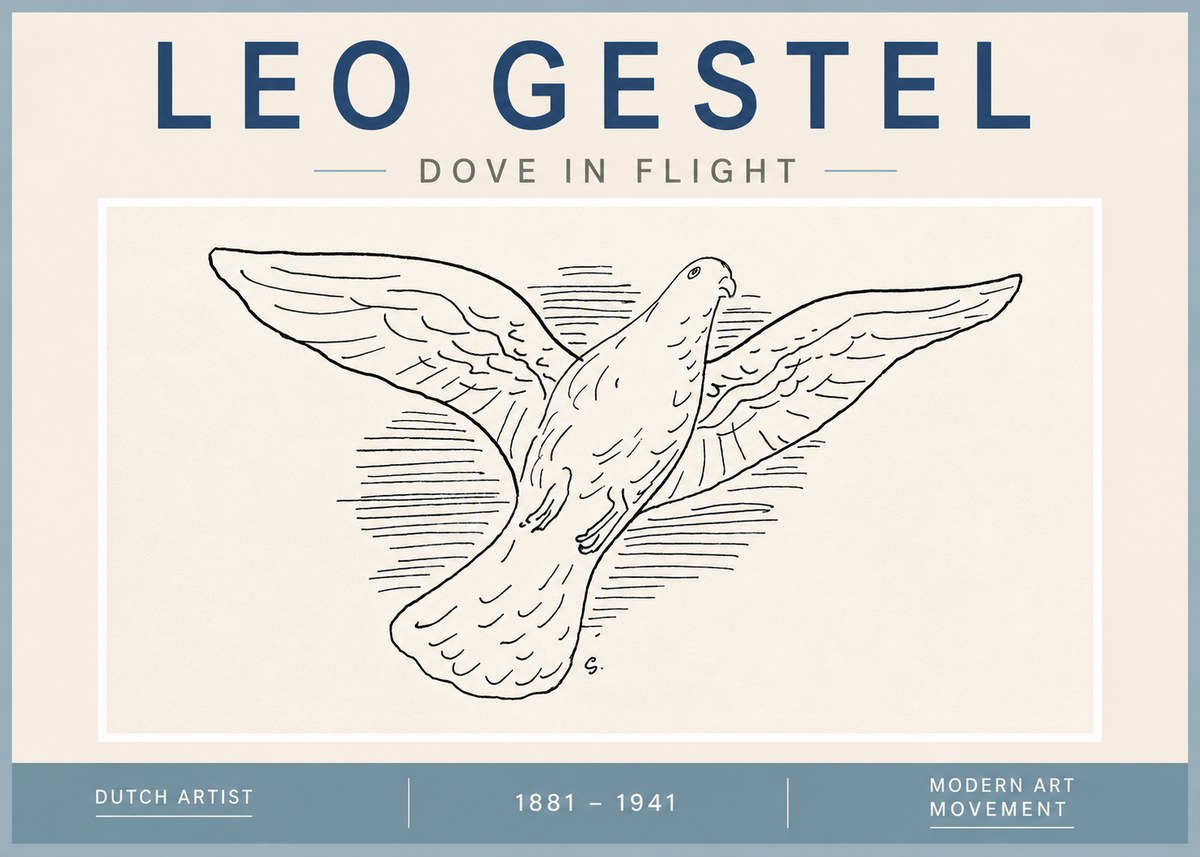 Leo Gestel Dove in Flight No4 - Poster