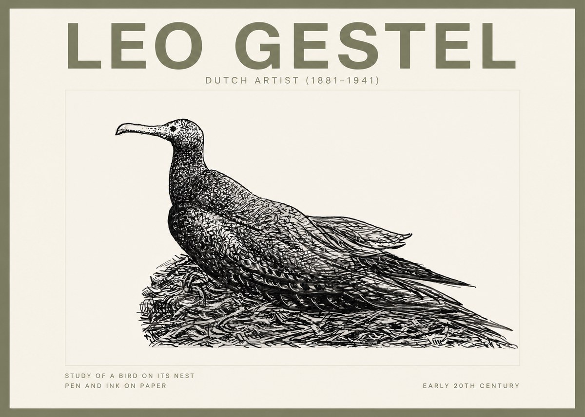 Leo Gestel Study of a Bird on Its Nest No2 - Poster