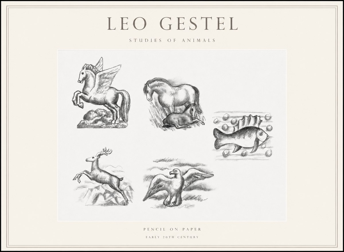 Leo Gestel Studies of Animals No1 - Poster