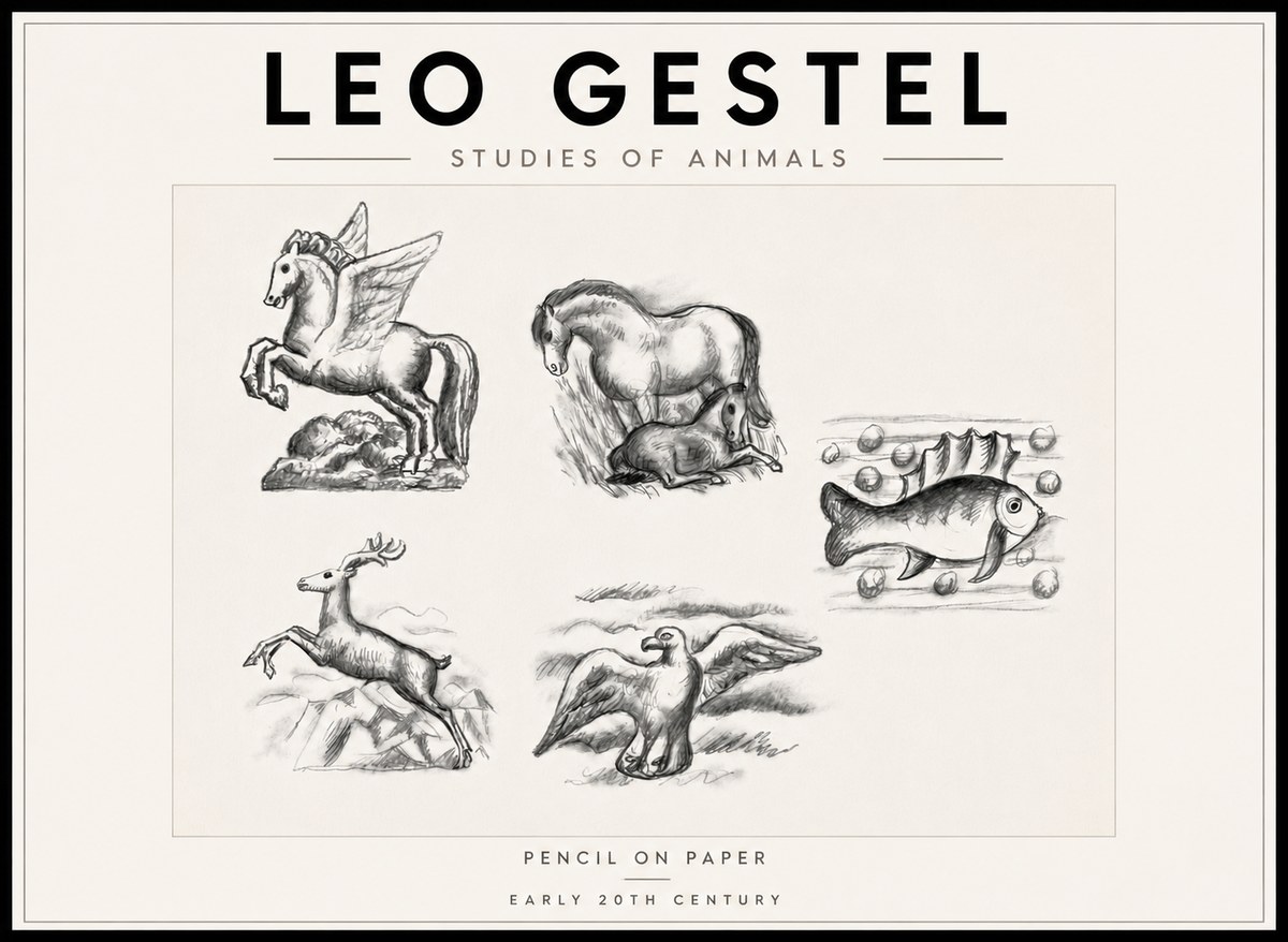 Leo Gestel Studies of Animals No6 - Poster