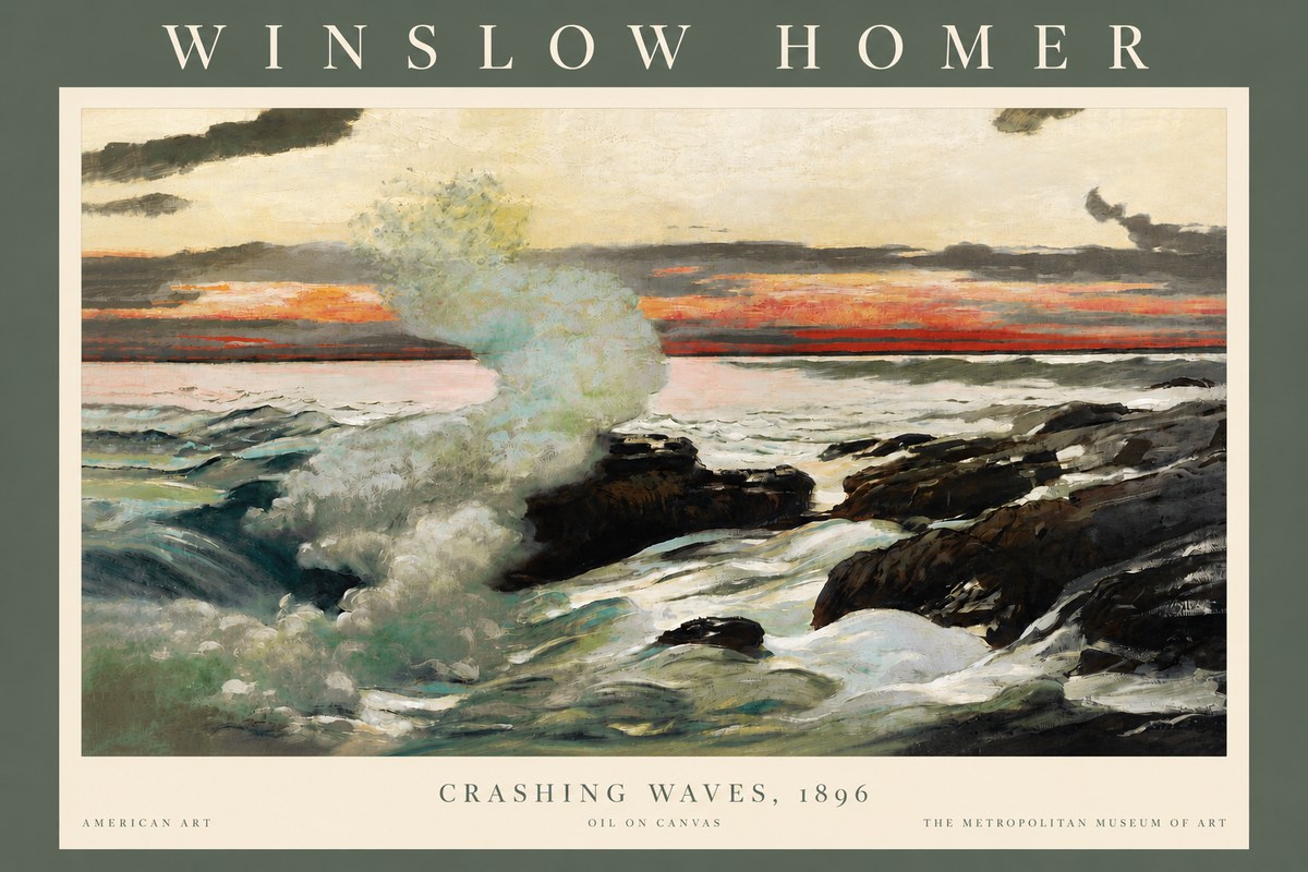 Winslow Homer Crashing Waves, 1896 No4 - Poster