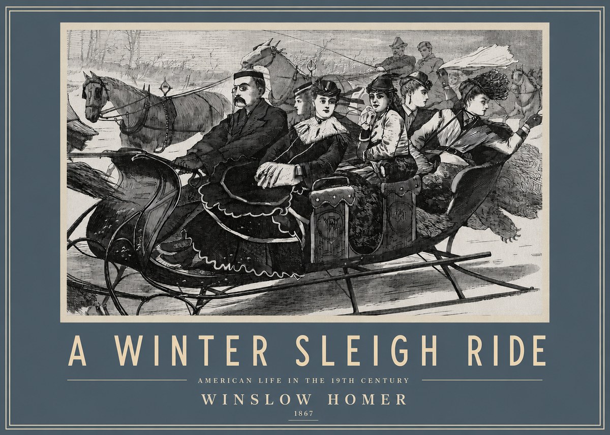Winslow Homer A Winter Sleigh Ride - American Life in the 19Th Century No3 - Poster