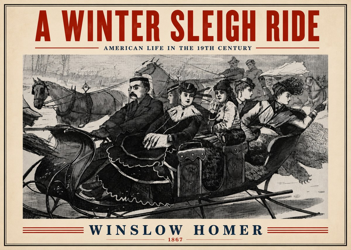 Winslow Homer A Winter Sleigh Ride - American Life in the 19Th Century No4 - Poster